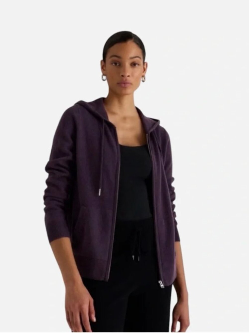 Quince 100% Cashmere Full Zip Hoodie Small, Deep Orchid Purple, New Sealed Bag